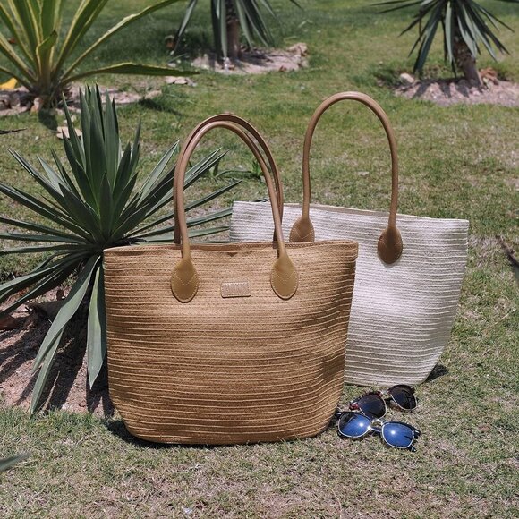 Women Straw Rattan Tote Bag Summer Beach Shoulder Handbag Spacious Durable - Picture 3 of 8